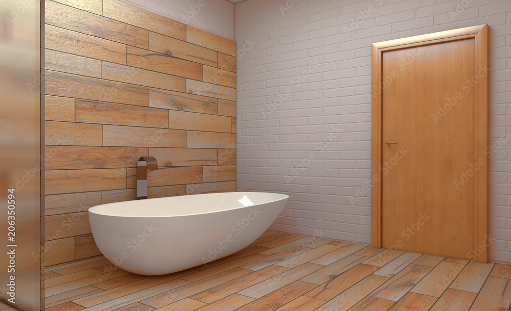 Modern bathroom including bath and sink. 3D rendering. Modern bathroom including bath and sink. 3D rendering.