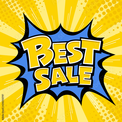 Vector Best sale banner yellow message blue star and yellow template design background. vector illustration