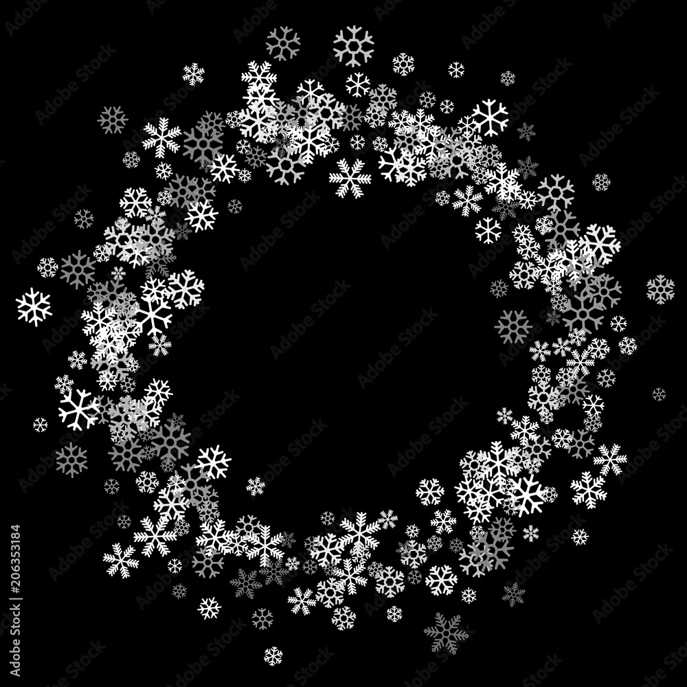 Frame or border of random scatter snowflakes Frame or border of random scatter snowflakes