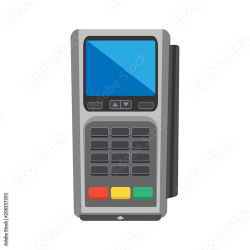 Vector card reader machine on white background