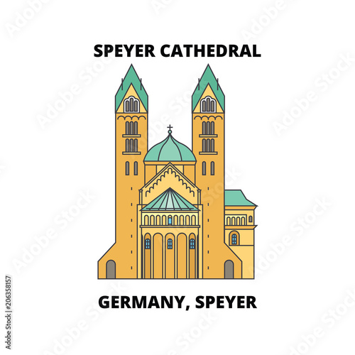 Germany, Speyer, Speyer Cathedral line icon, vector illustration. Germany, Speyer, Speyer Cathedral flat concept sign.