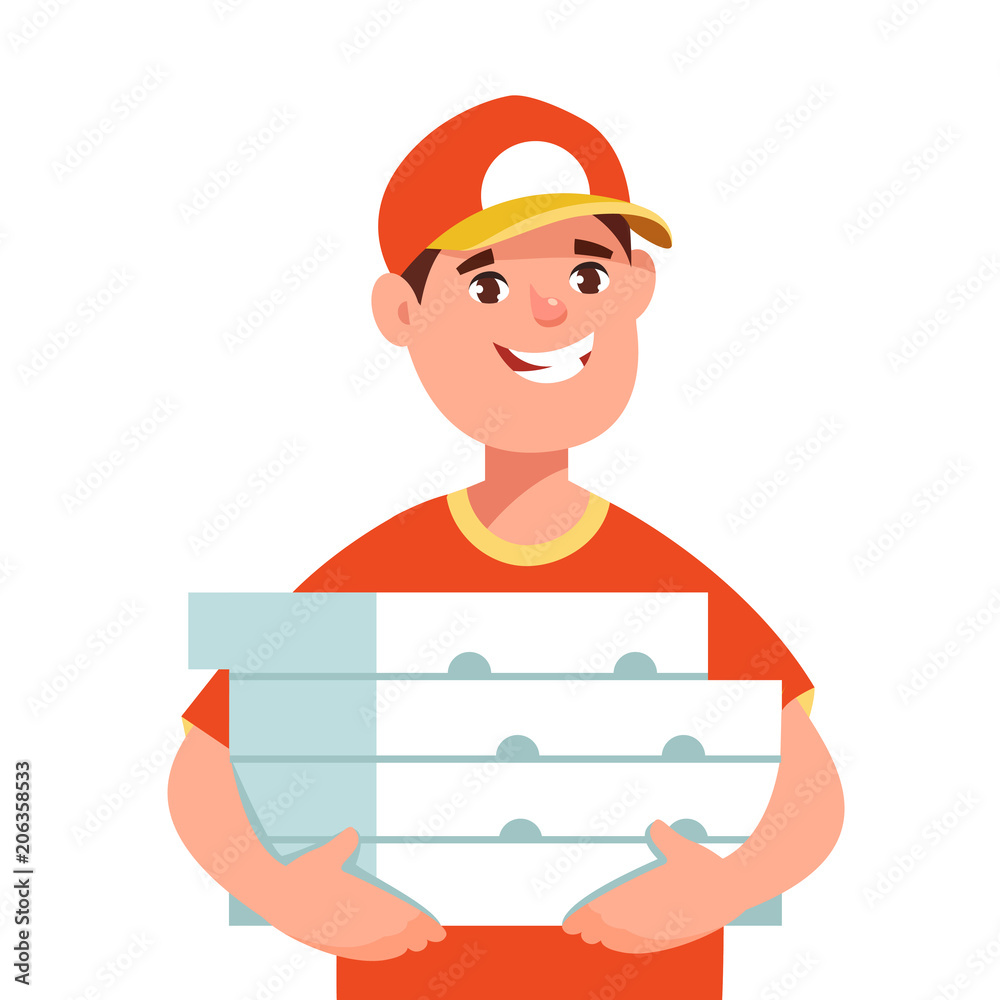 Pizza dealer with pizza boxes