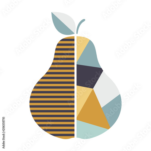 Modern Geometric Pear illustration. Modern Fruit poster. Good for print.