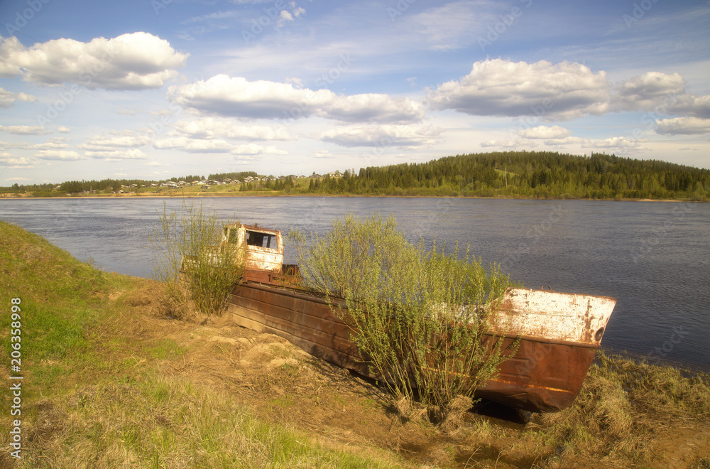 old ship on the pier