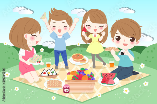 happy family with picnic