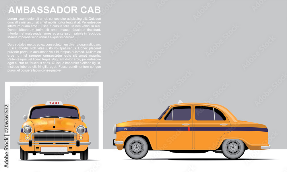 Fototapeta premium Yellow Ambassador Cab Taxi