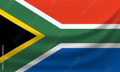 Waving national flag of South Africa. Vector illustration