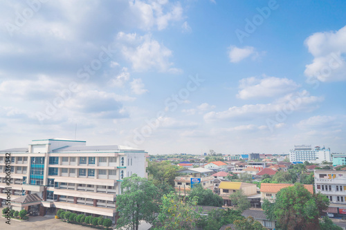 UDONTHANI THAILAND, 20 MAY: city and blue sky background.