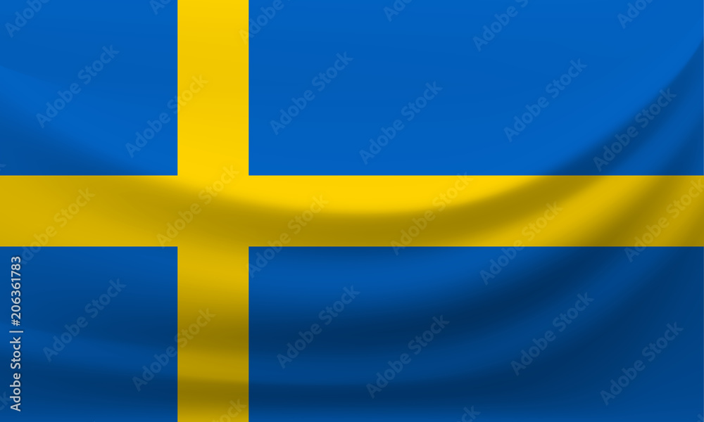 Waving national flag of Sweden. Vector illustration Waving national flag of Sweden. Vector illustration