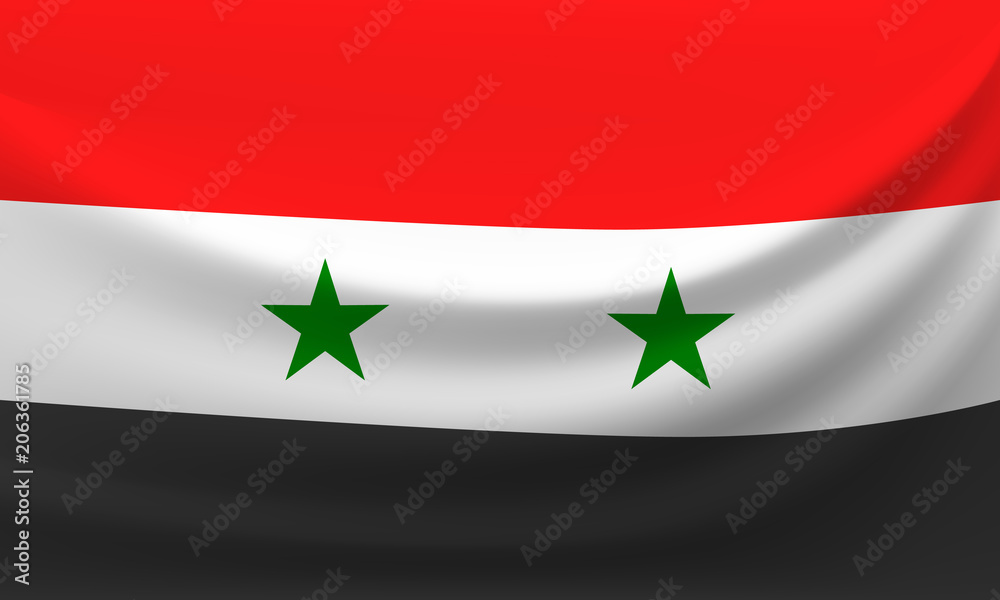 Waving national flag of Syria. Vector illustration Waving national flag of Syria. Vector illustration