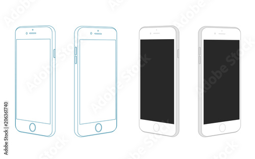 Isomertric vector visualisation of modern smartphone isolated on white background