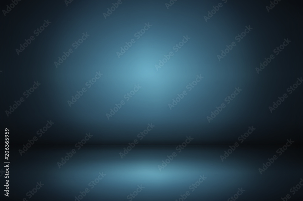 dark and soft blue  abstract wall and studio room gradient background