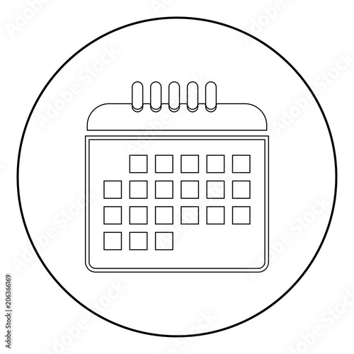 Calendar the black color icon in circle or round photo