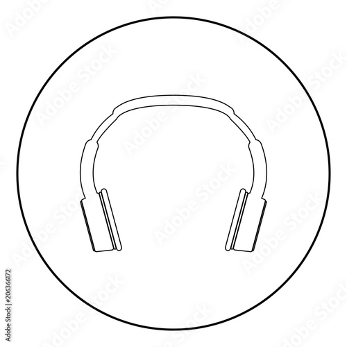 Headphones the black color icon in circle or round