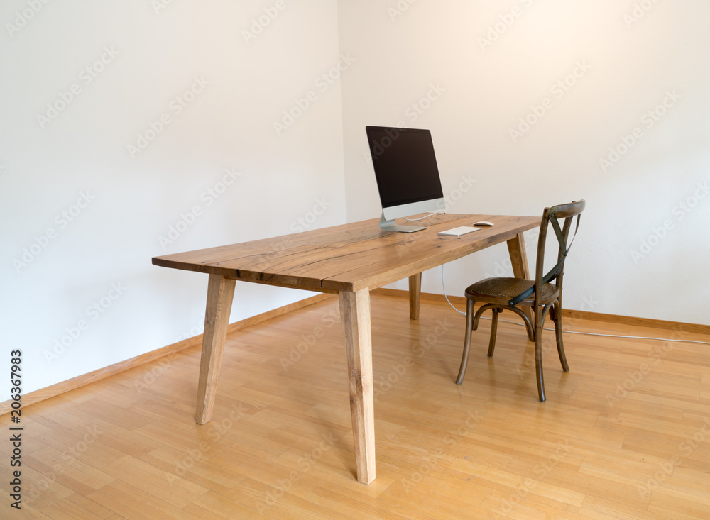 Fototapeta premium minimalist office with table and chair and computer