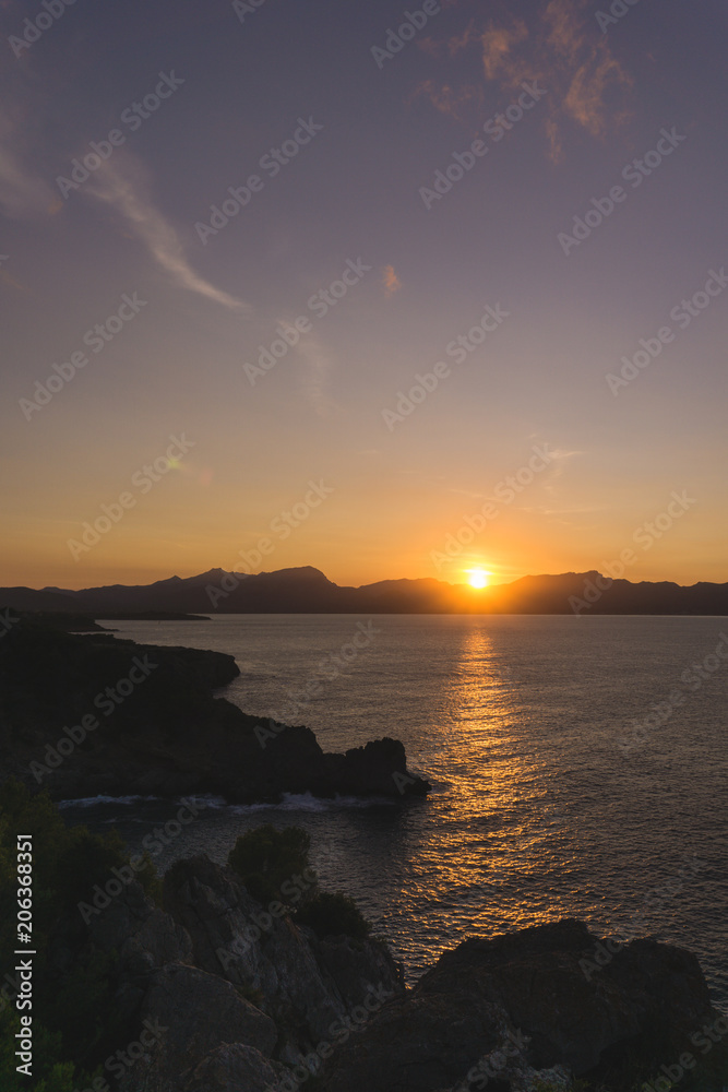 Sunset in Penya Fort Majorca Spain