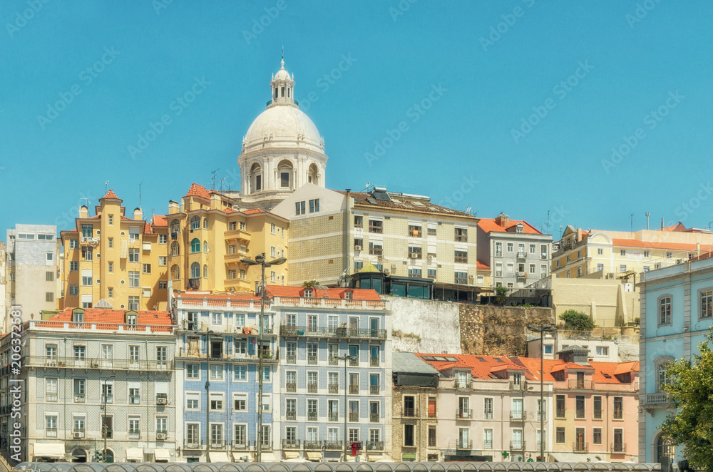 Beautiful heritage buildings in Alfama, oldest district of Lisbon, Portugal.
