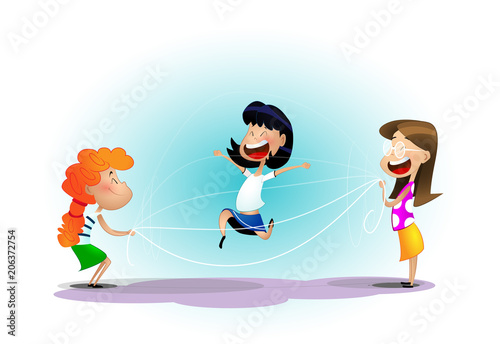 Group of happy cheerful kids having fun.