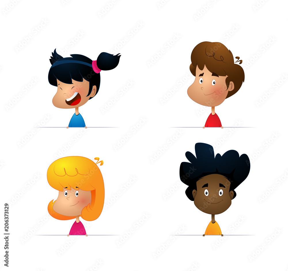 Cartoon collection of little boys portraits Cartoon collection of little boys portraits