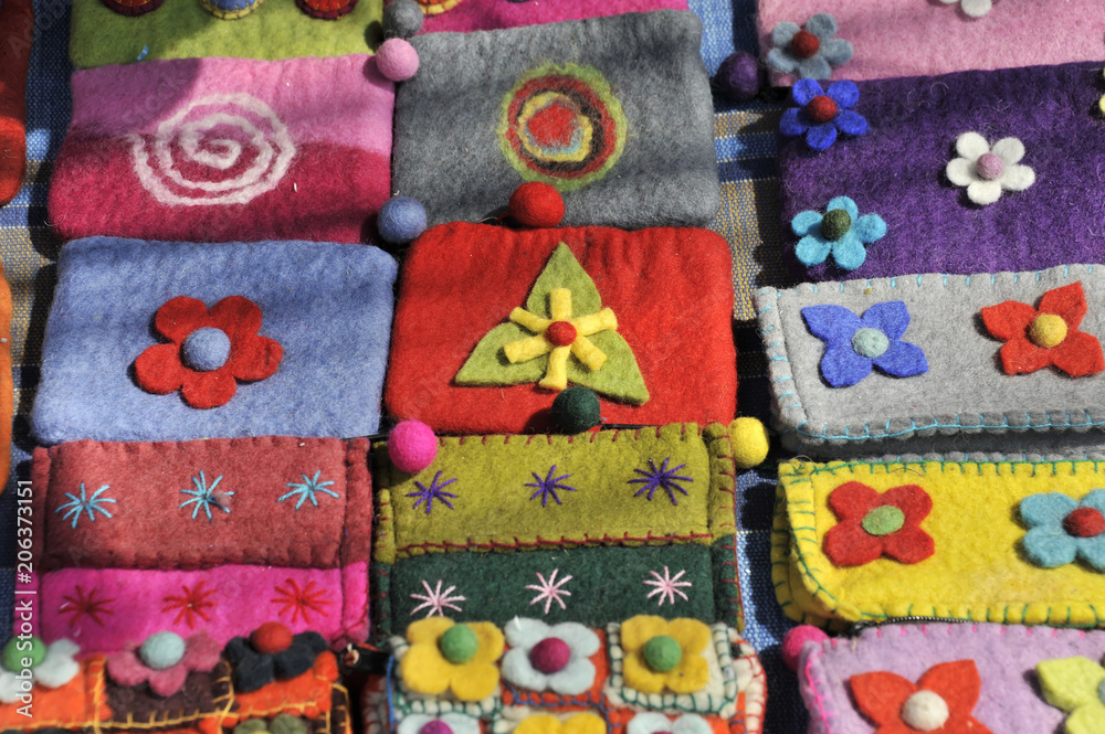 Bunte Taschen, Souvenirs, Pokhara, Nepal, Asien Stock Photo | Adobe Stock