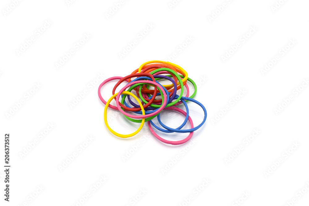 Pile of colorful rubber bands isolated on white background Pile of colorful rubber bands isolated on white background