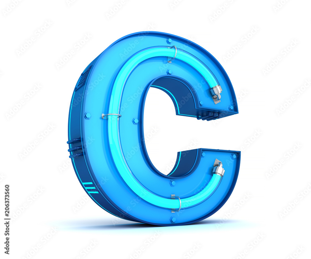Neon light alphabet 3d rendering with Clipping path Neon light alphabet 3d rendering with Clipping path