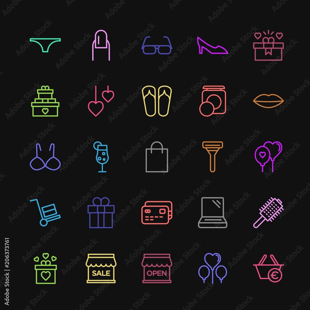 Φωτογραφία Modern Simple Colorful Set of clothes, shopping, valentine, beauty and cosmetics Vector outline Icons