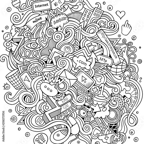 Cartoon cute doodles hand drawn social media illustration.