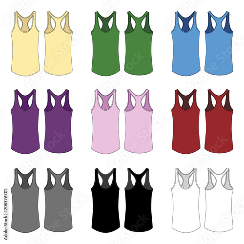 Vector template for Women's racerback style tank tops photo