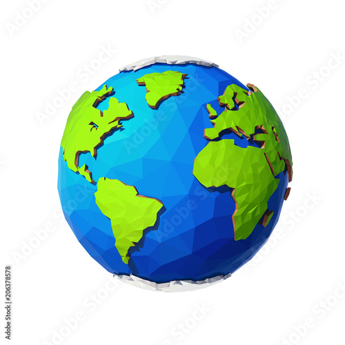 Earth Day Banner. Low poly Illustration of a earth. Environment safety celebration. Polygonal globe.