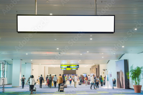 Blank advertising billboard at airport,mockup poster media template ads display