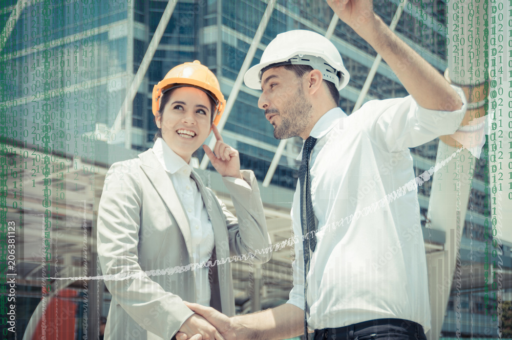 Obraz premium Professional engineers, young men and young women are planning construction.