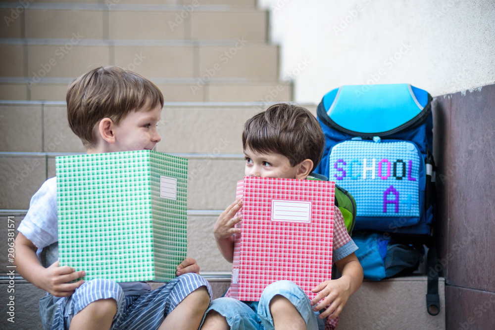 Children go back to school. Start of new school year after summer