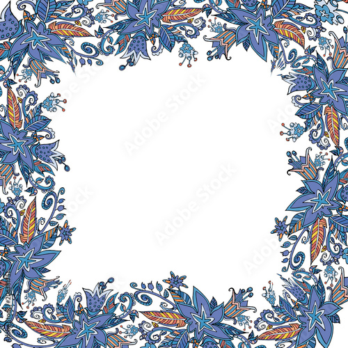 Card with a frame of flowers  vector background. Decorative flowers with ink and space to the test.