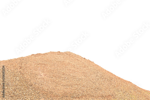 Pile of pebbles or gravel isolated on white background. Construction concept.