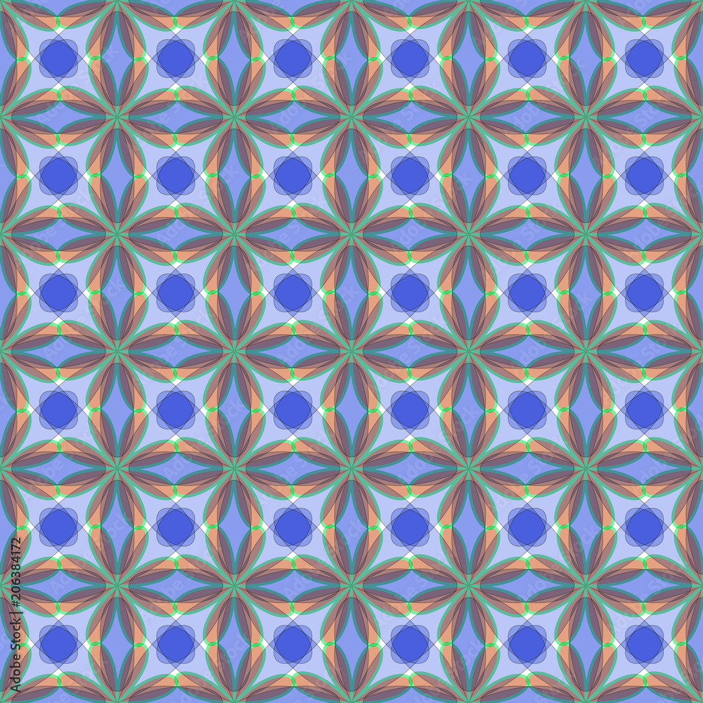 Flower lattice. Floral trellis print. Abstract vector blue illustration.