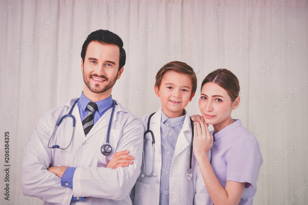 Medical Concepts, Doctors and nurses are confident in their work. Doctor and nurse on a white background. Doctors and nurses show emotions and gestures. Medical Concepts, Doctors and nurses are confident in their work. Doctor and nurse on a white background. Doctors and nurses show emotions and gestures.