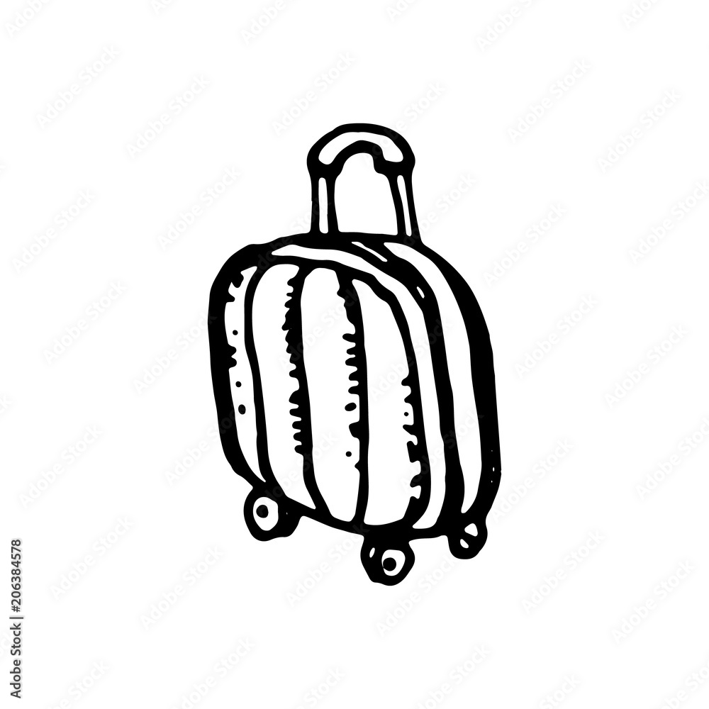 Handdrawn valise doodle icon. Hand drawn black sketch. Sign symbol.  Decoration element. White background. Isolated. Flat design. Vector  illustration Stock Vector | Adobe Stock