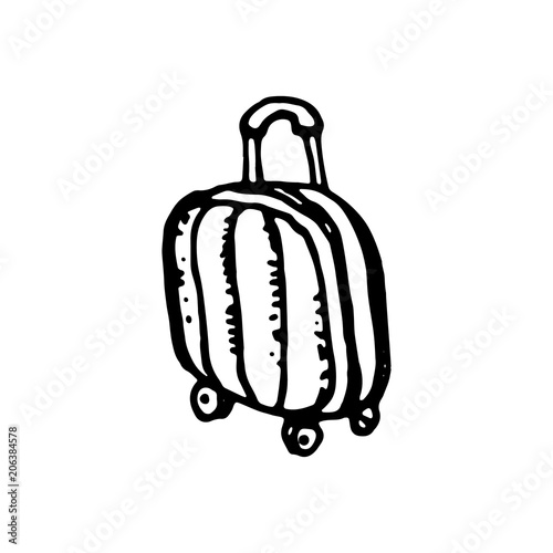 Handdrawn valise doodle icon. Hand drawn black sketch. Sign symbol. Decoration element. White background. Isolated. Flat design. Vector illustration