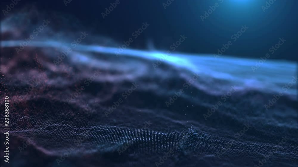 flight over the abstract surface of the planet