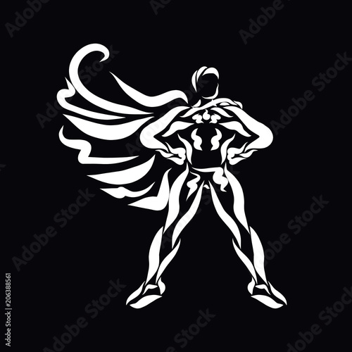 Wallpaper Mural Strong superhero, white lines on a black background Torontodigital.ca