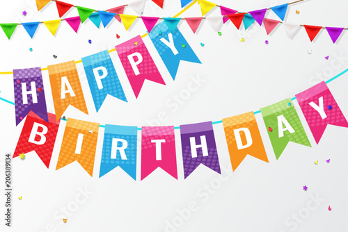 Birthday balloons template. Colorful balloons vector graphic. Vector Illustration of a Happy Birthday Greeting Card Design.