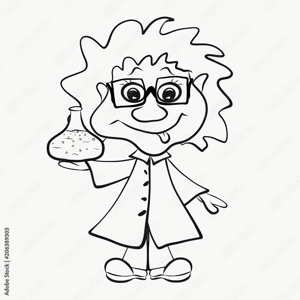 Fototapeta premium Strange scientist with a bulb in his hand
