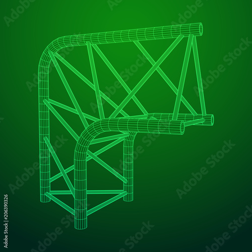 Truss girder element. Wireframe low poly mesh vector illustration.