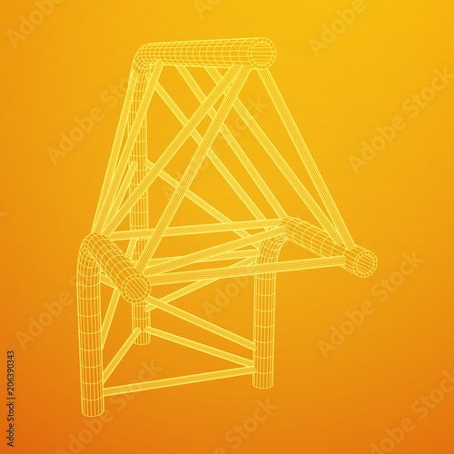 Truss girder element. Wireframe low poly mesh vector illustration.