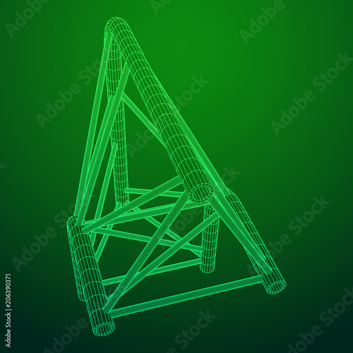 Truss girder element. Wireframe low poly mesh vector illustration.
