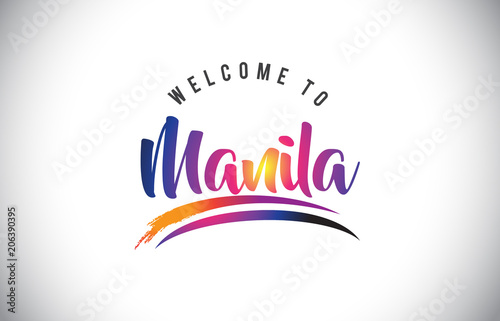 Manila Welcome To Message in Purple Vibrant Modern Colors.