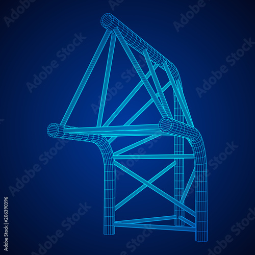 Truss girder element. Wireframe low poly mesh vector illustration.