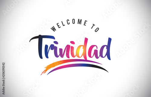 Trinidad Welcome To Message in Purple Vibrant Modern Colors.