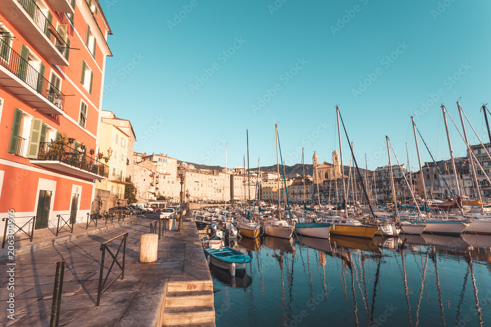 Bastia port in Corsica, France
